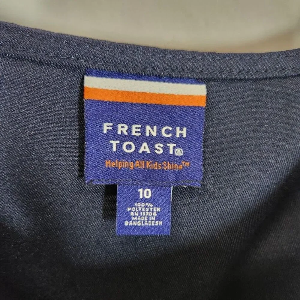French Toast Girls Zipper‎ Front Jumper Uniform Dress in Navy Blue - Size 10